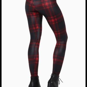 Blackmilk Red Plaid Print Leggings